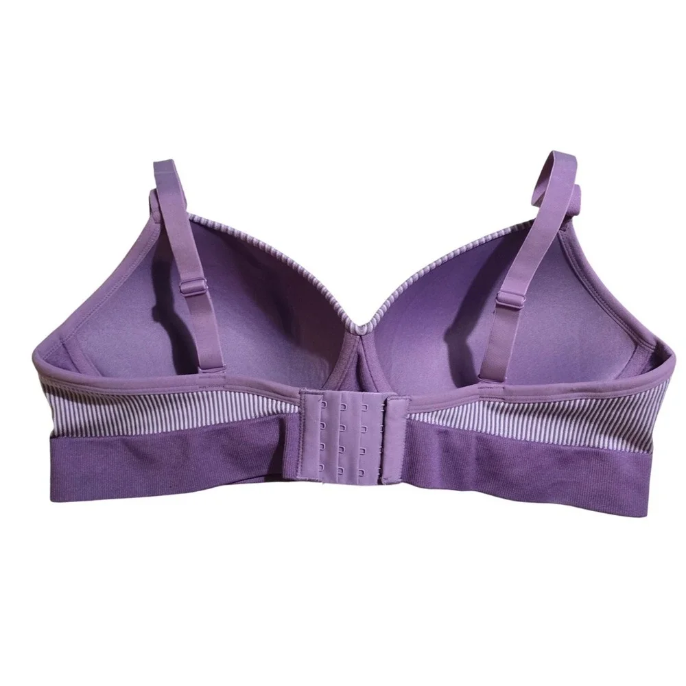 No Boundaries Womens Comfy Wirefree Ribbed Seamless Bra Purple XXL NEW